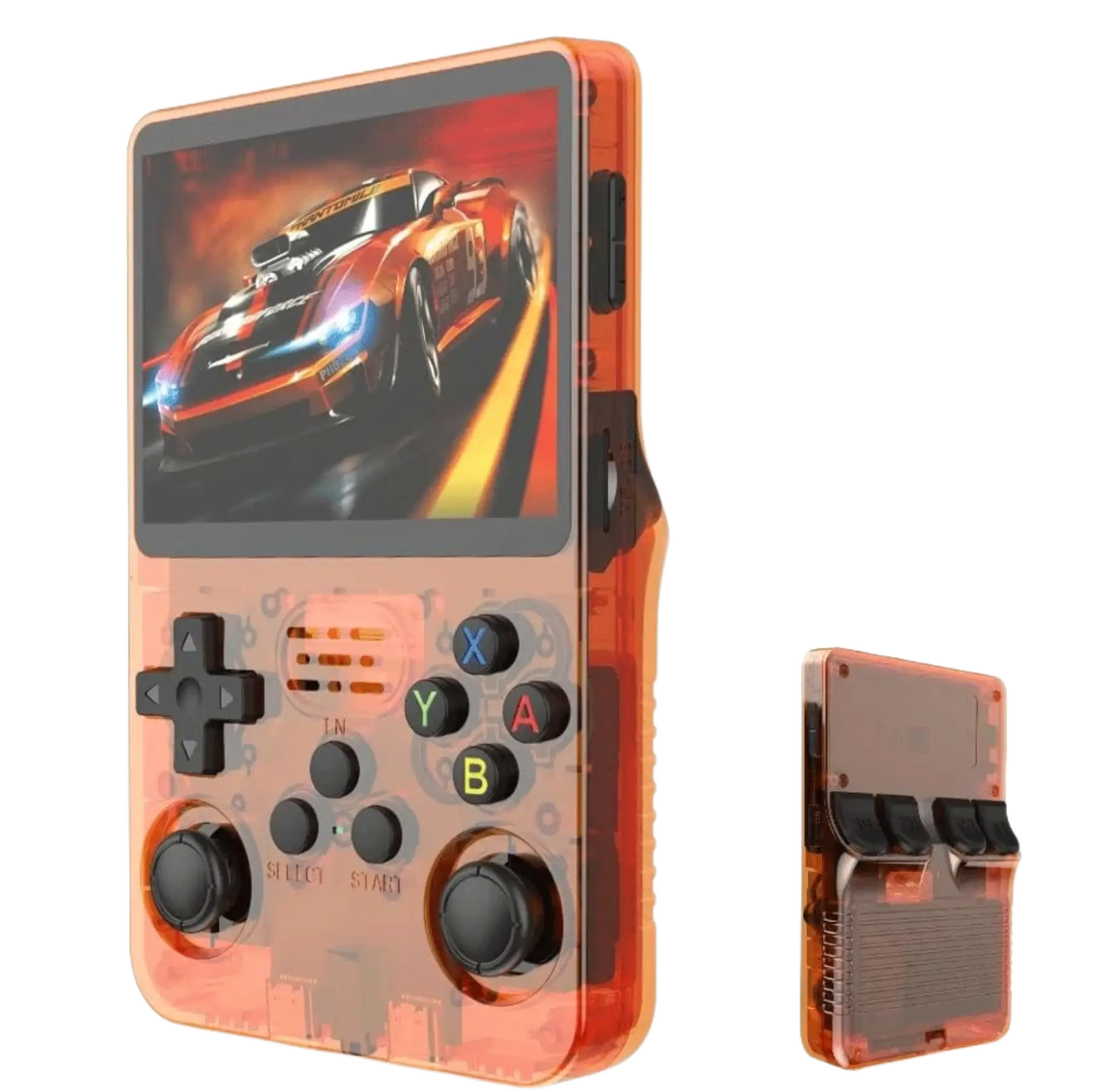 R36S handheld game console - Transparent Orange