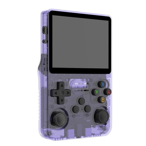 R36S handheld game console - Transparent Purple